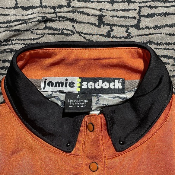 Jamie Sadock Top Womens Small Orange Black Short Sleeve Button Up Golf Shirt - Picture 7 of 10